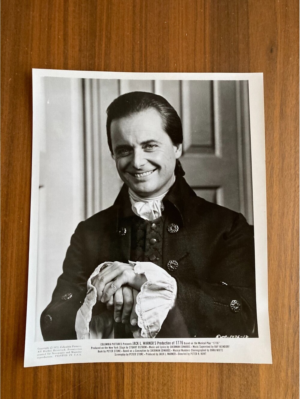 William Daniels Photo 1776 Movie Press Photo 8 x 10 Photograph 1972